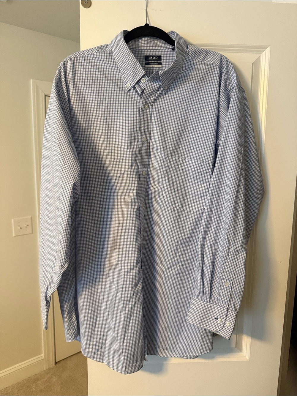 Izod Men's Light Blue Micro-Check Button-Down Dress Shirt